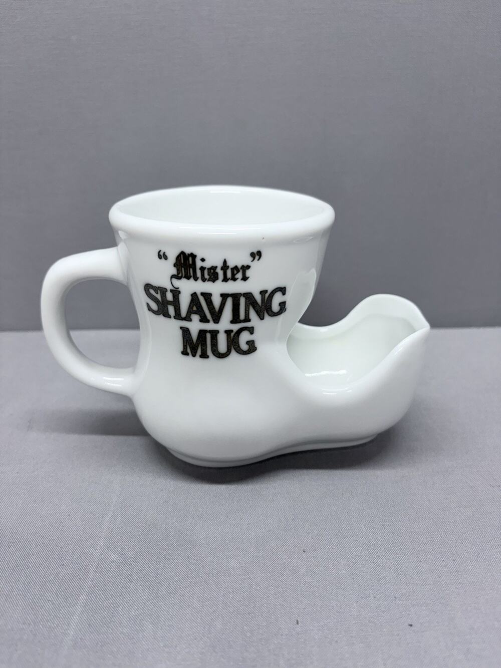 Vintage "Mister" Shaving Mug Boot Porcelain 7½" Handle to Toe, 4½" Tall White